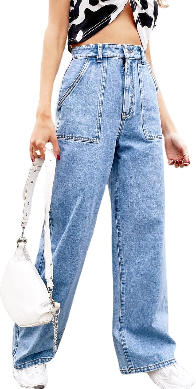 High Waist Straight Leg Loose Fit Boyfriend Jeans for Women Trendy and Ideal for Casual Wear