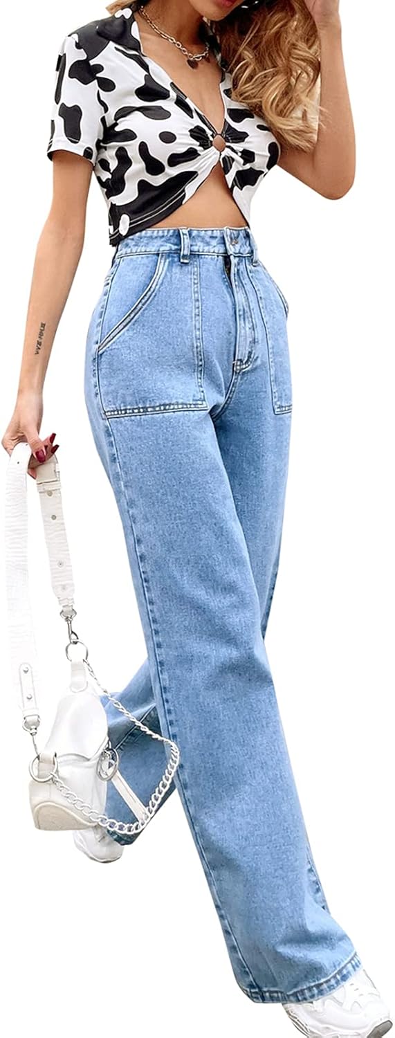 High Waist Straight Leg Loose Fit Boyfriend Jeans for Women Trendy and Ideal for Casual Wear