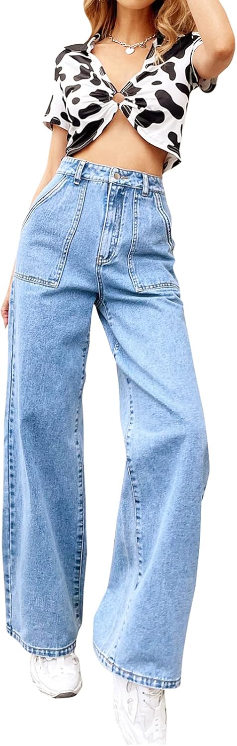 High Waist Straight Leg Loose Fit Boyfriend Jeans for Women Trendy and Ideal for Casual Wear