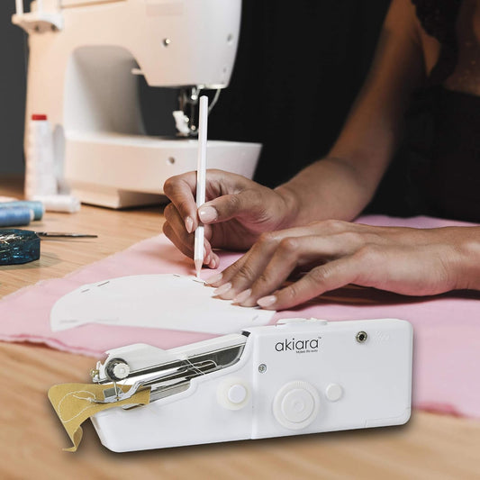 Mini Electric Handheld Sewing Machine Cordless Portable White Stitch Machine for Home Tailoring
