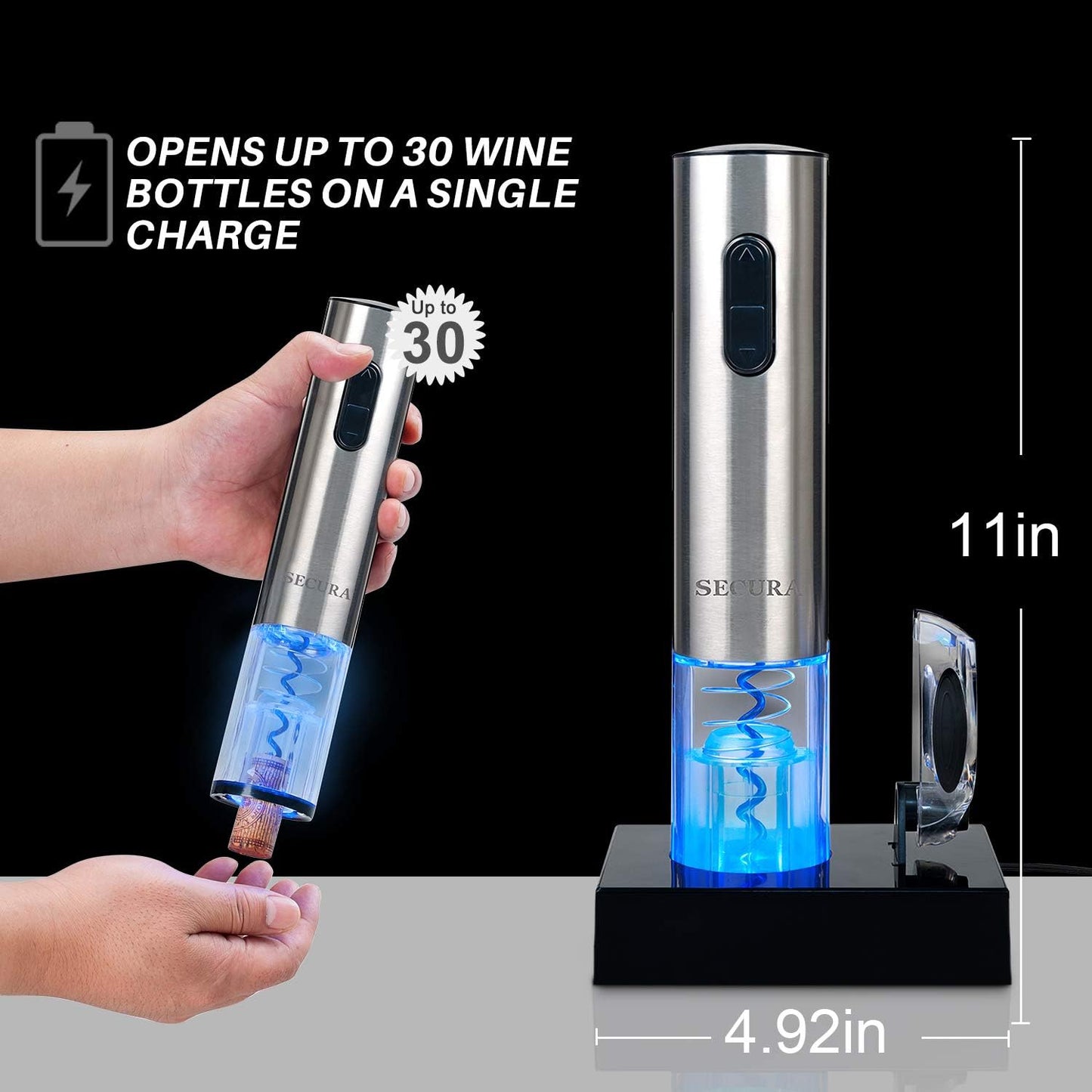 Rechargeable Automatic Wine Opener Electric Corkscrew with Foil Cutter for Home and Parties