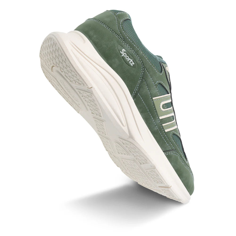 Comfortable Men’s Suede Sports Sneakers in Dark Green for Walking and Outdoor Activities