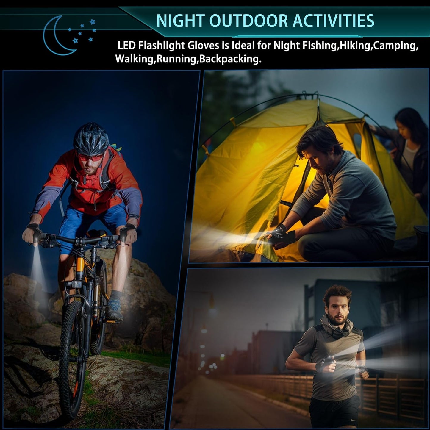 LED Flashlight Gloves Hands Free Lighted Gloves for Fishing Camping Repairing Unique Gift for Men and Adults