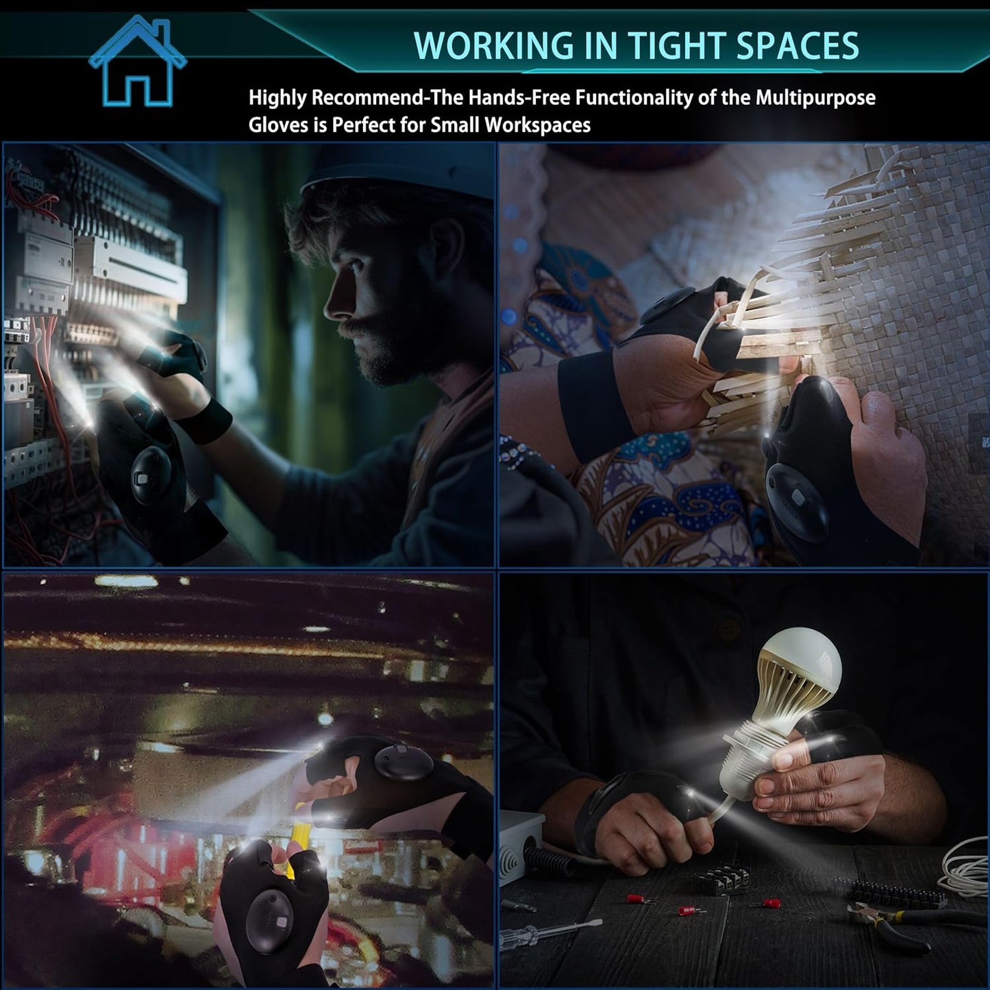 LED Flashlight Gloves Hands Free Lighted Gloves for Fishing Camping Repairing Unique Gift for Men and Adults