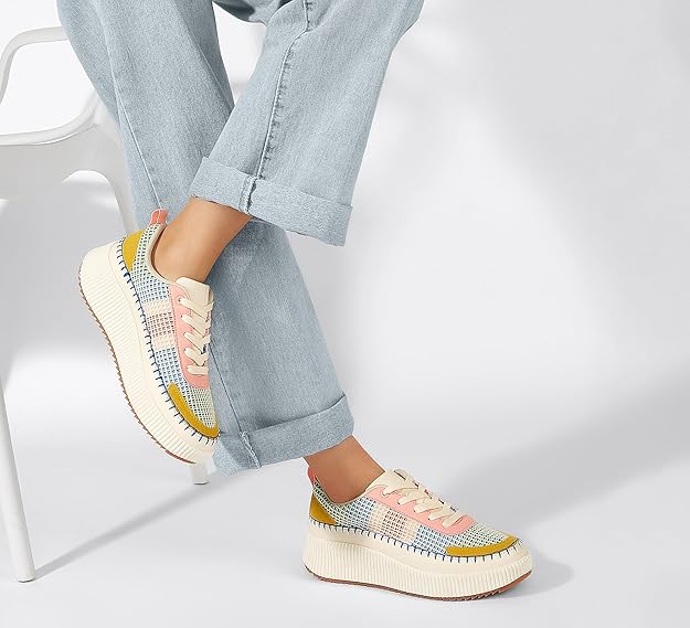 Modern Women’s Platform Sneakers Sparkly Rhinestone Accented Chunky Casual Shoes with Comfortable Fit for Daily Wear