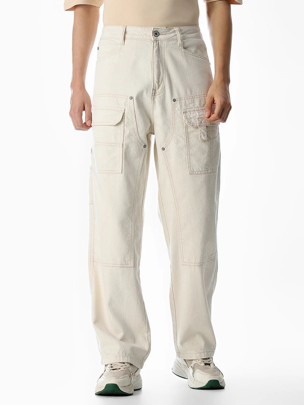 Fashionable High Rise Loose Fit Jeans for Men in Durable Cotton