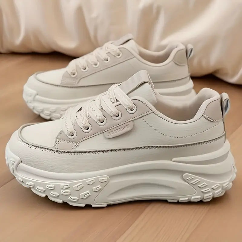 Chic Women’s Chunky Platform Sneakers Breathable Synthetic Shoes with Thick Cushion Sole for Walking Training and Street Style