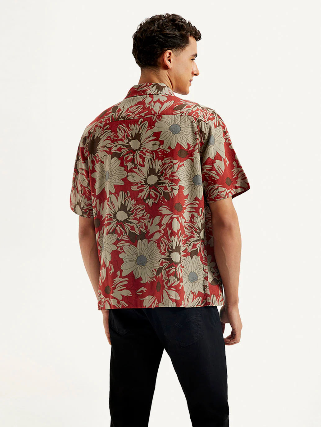 Modern Men’s Resort Collar Floral Linen Shirt Lightweight Relaxed Fit Shirt with Trendy Floral Print for Daily Wear