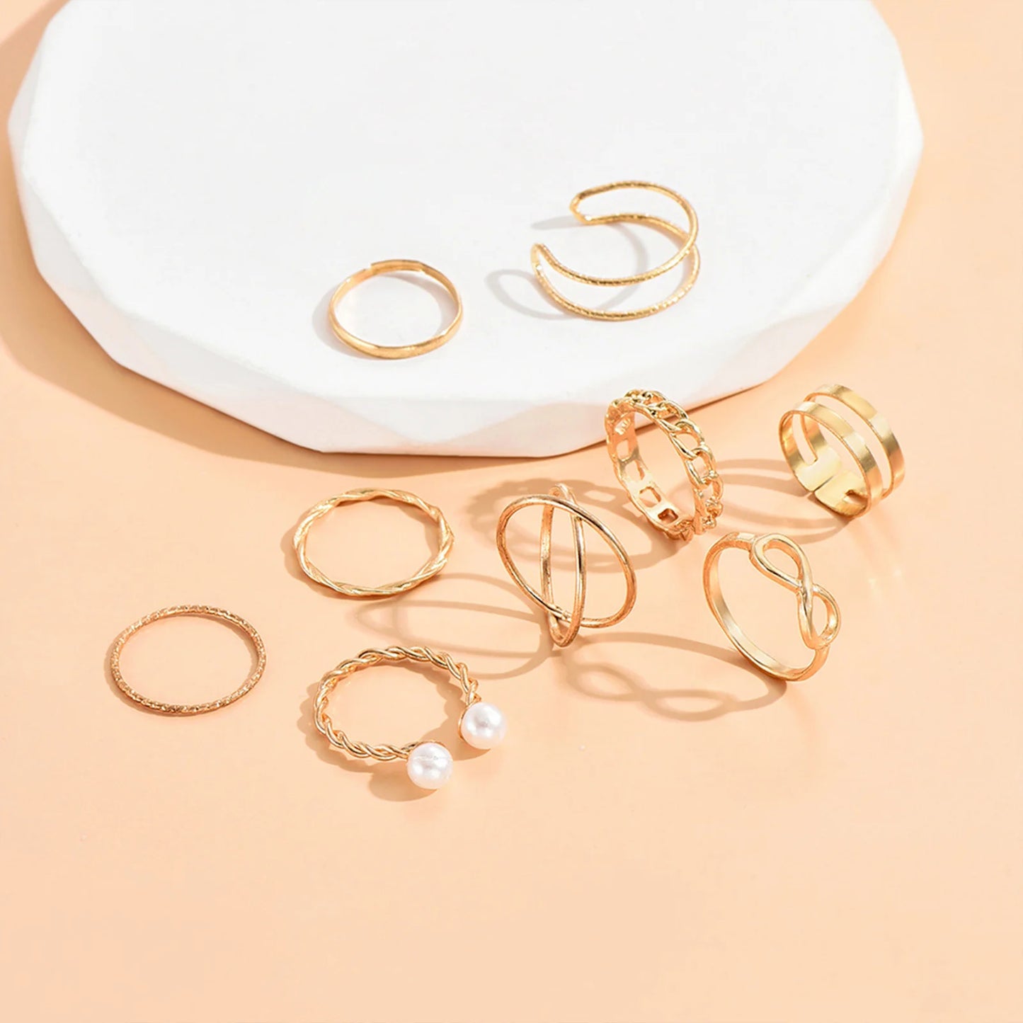 Chic Bewitched Norine Gold Ring Stack Lightweight and Sophisticated Jewelry