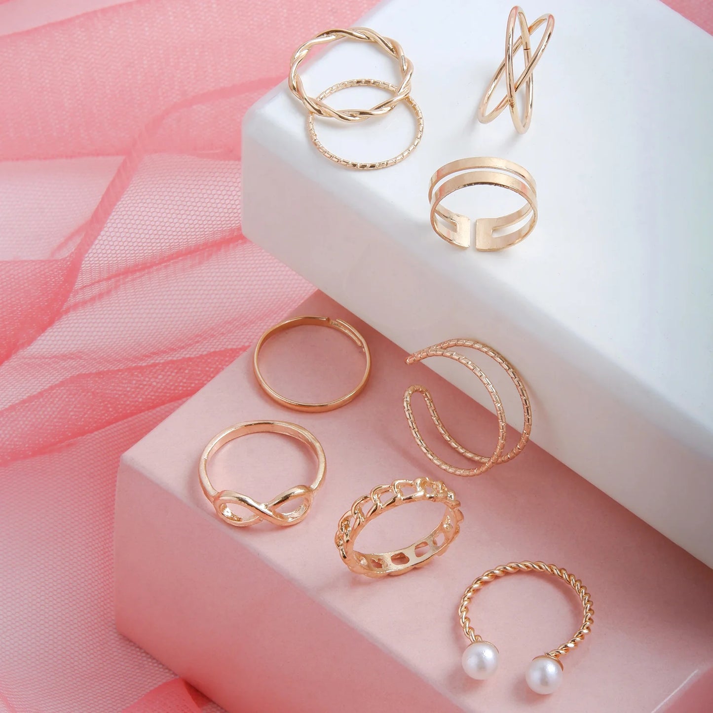 Chic Bewitched Norine Gold Ring Stack Lightweight and Sophisticated Jewelry