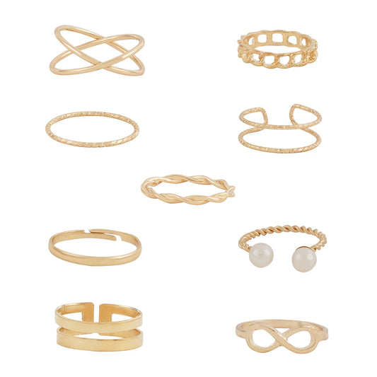 Chic Bewitched Norine Gold Ring Stack Lightweight and Sophisticated Jewelry