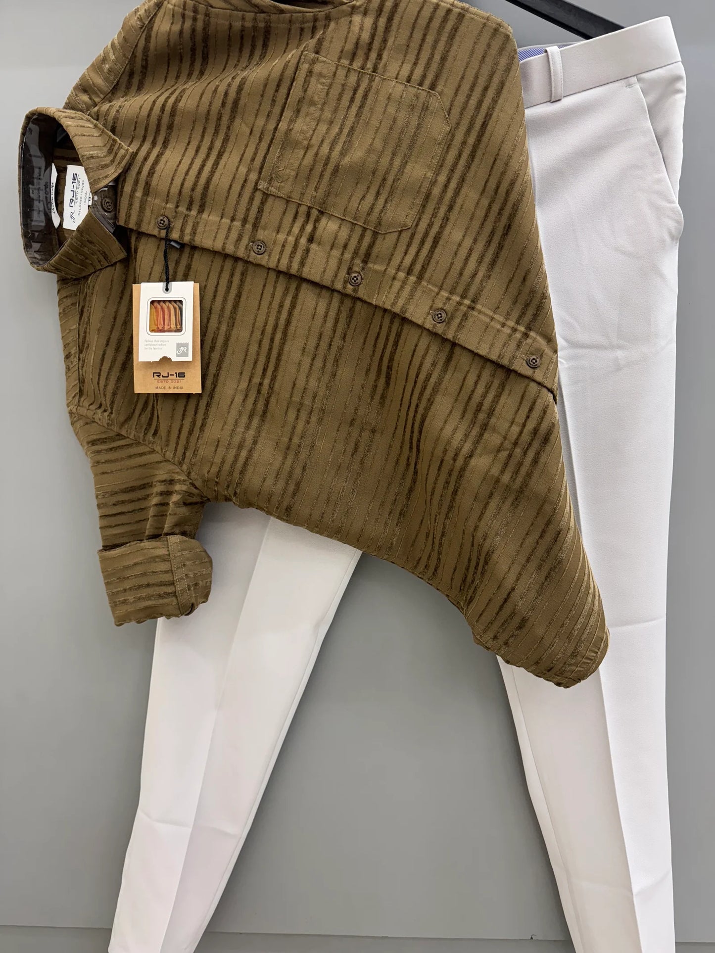 Elegant Men’s Jacquard Shirt Paired with Trouser Pant for Party and Office Wear