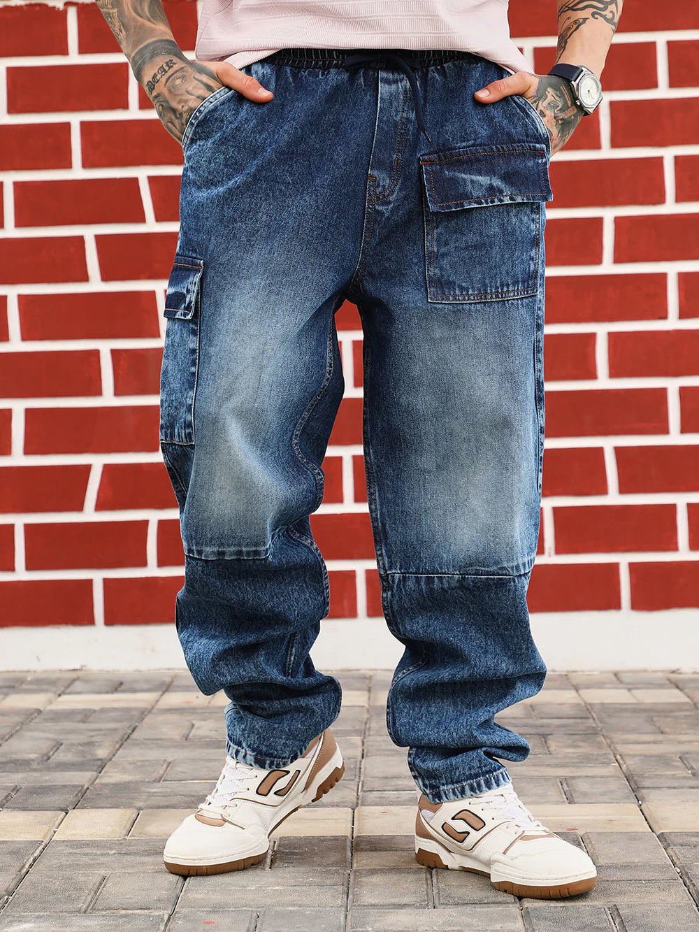 Men’s Modular Utility Panelled Jeans with Functional Pocket Detailing