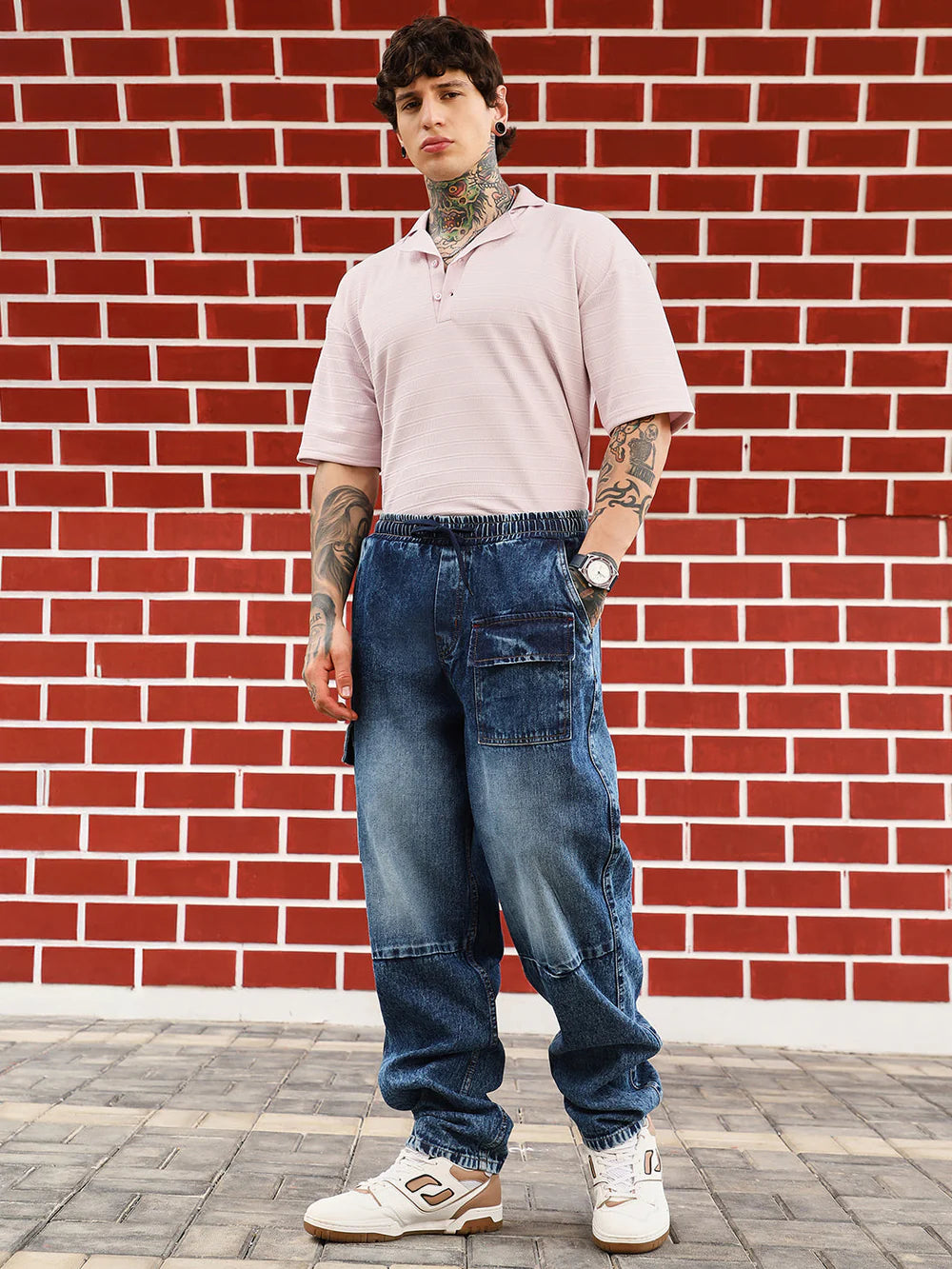 Men’s Modular Utility Panelled Jeans with Functional Pocket Detailing