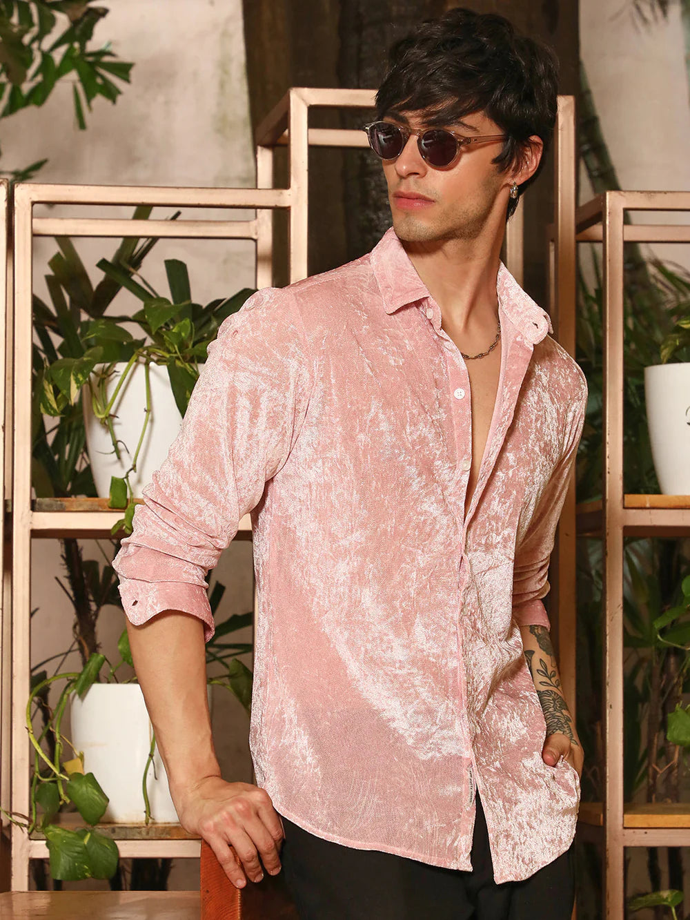 Premium Quality Solid Velvet Shirt for Men’s Formal and Party Wear