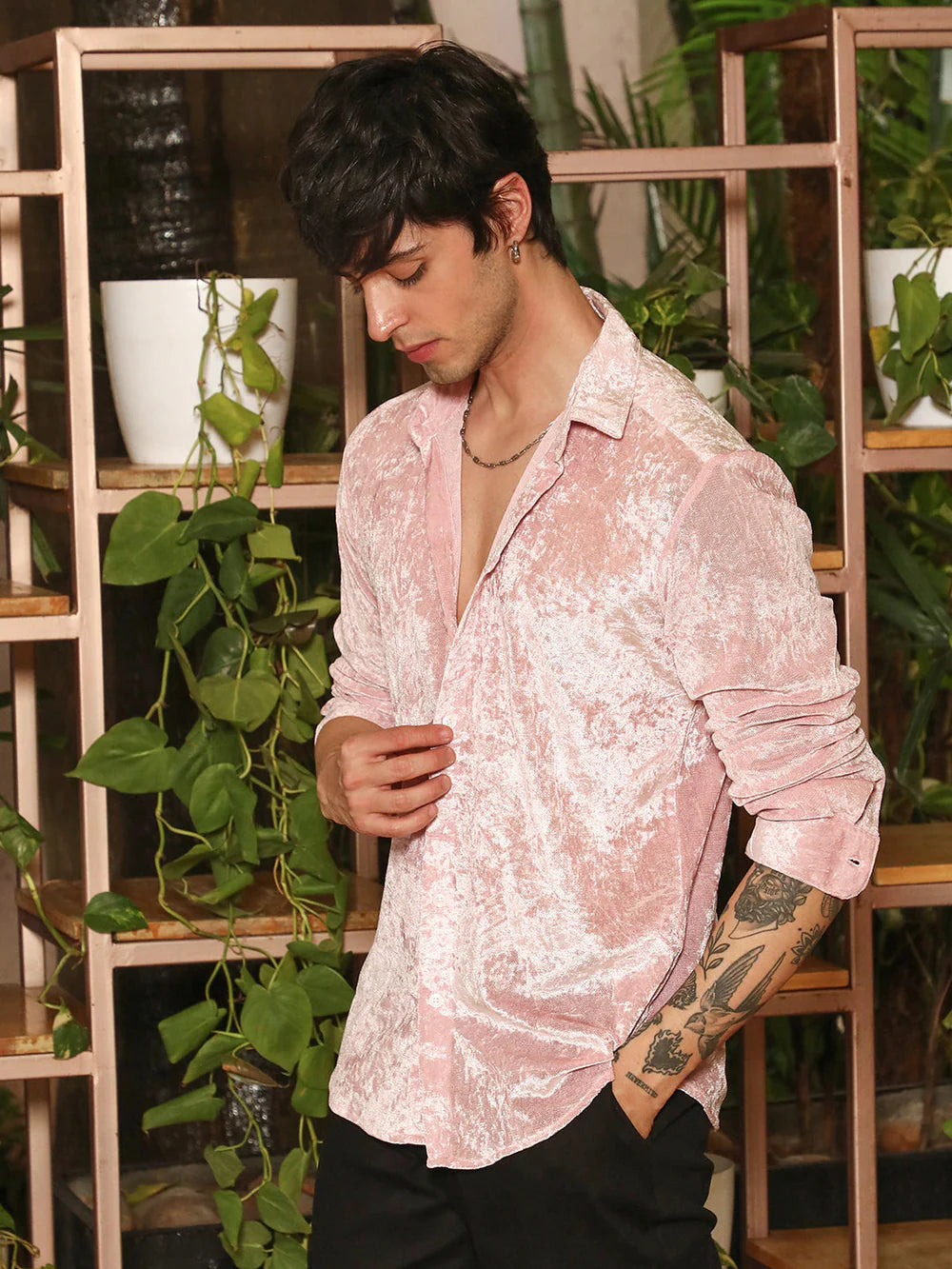 Premium Quality Solid Velvet Shirt for Men’s Formal and Party Wear