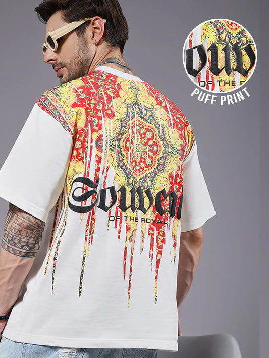 Trendy Oversized T-Shirt for Men Puff Graphic Print