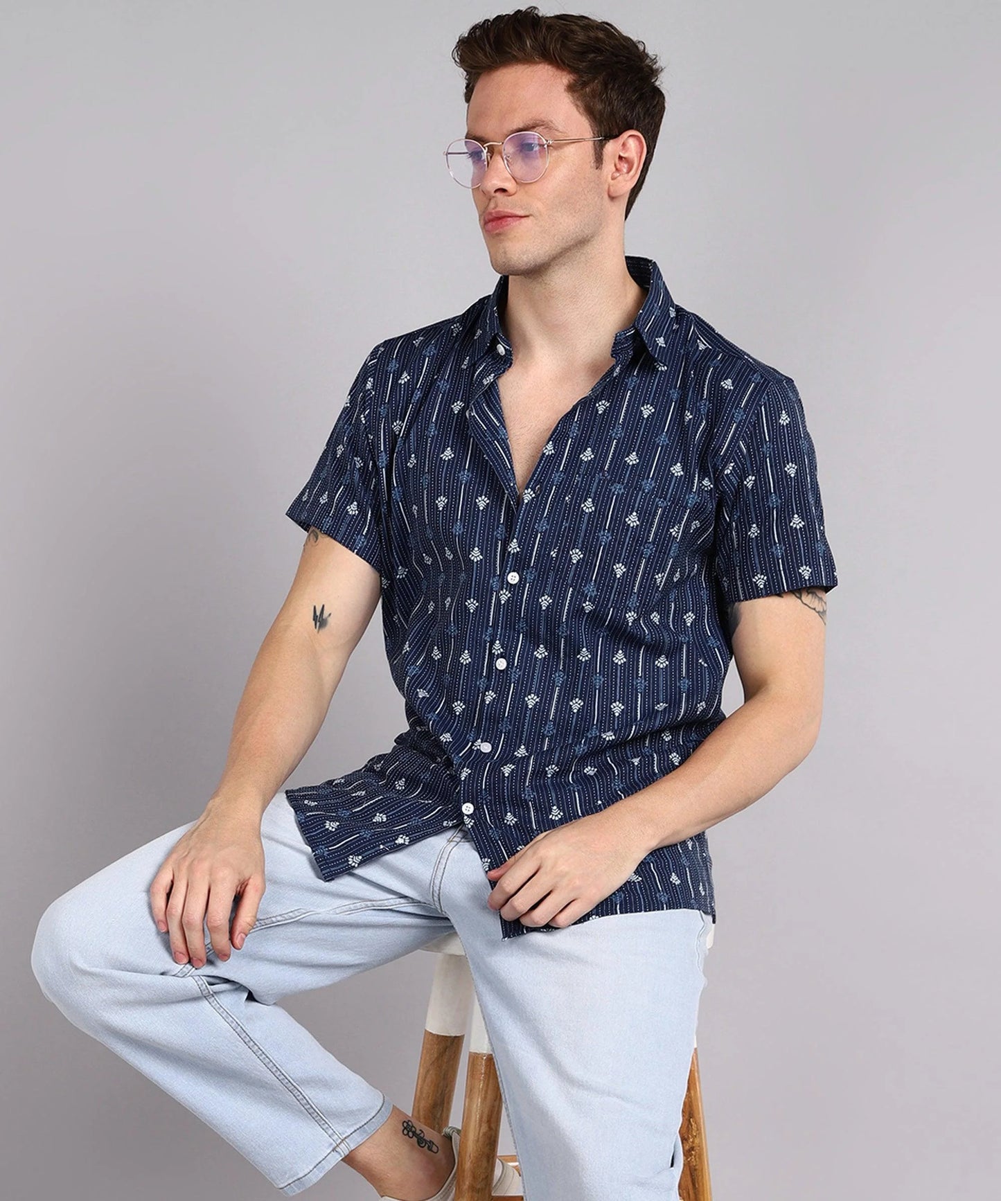Men’s Half Sleeve Casual Printed Shirt Comfortable Lightweight and Perfect for Everyday Style