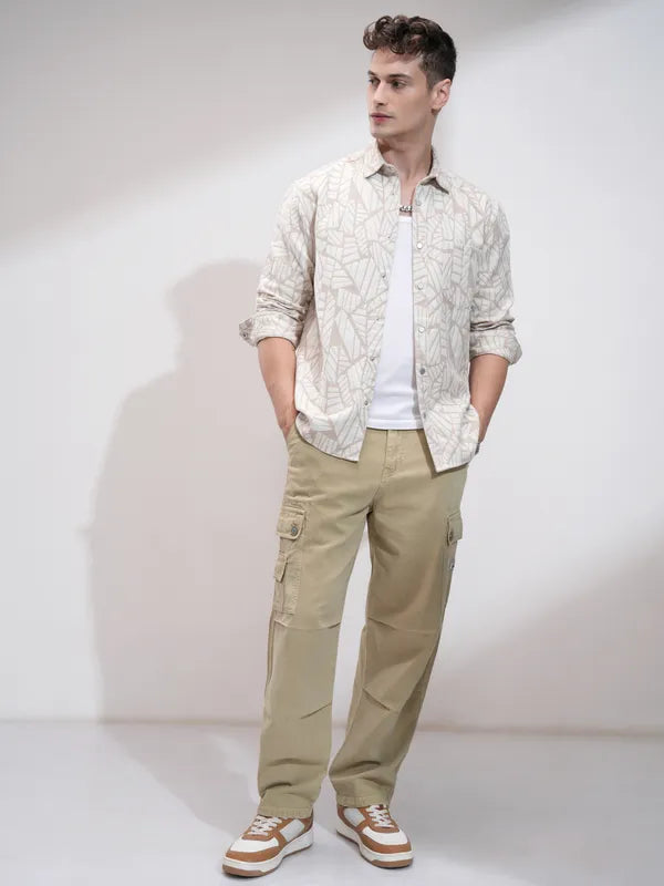 Trendy Khaki Straight Fit Stretchable Jeans for Men with Modern Style