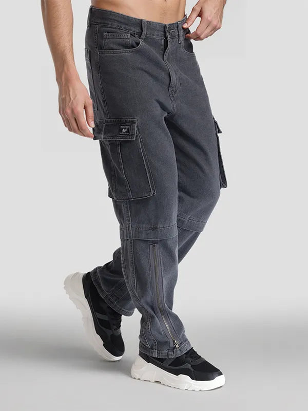 Men’s Grey Stretchable Loose Fit Denim Jeans for Everyday Comfort
