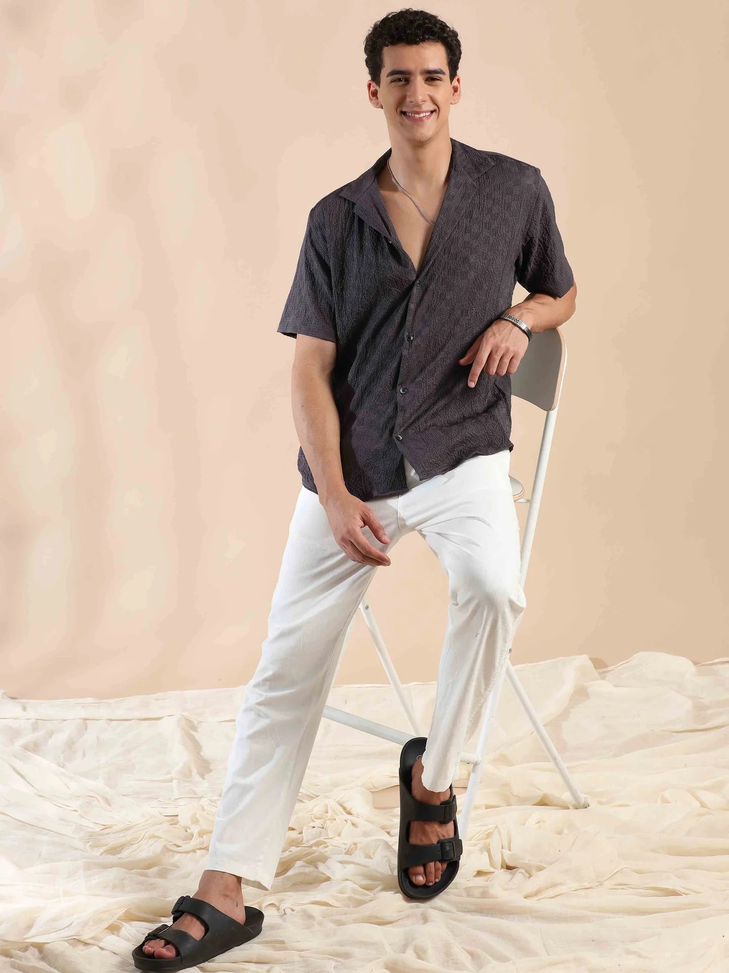 Pebble Beach Paradise Popcorn Shirt Comfortable and Lightweight Ideal for Street Style and Travel