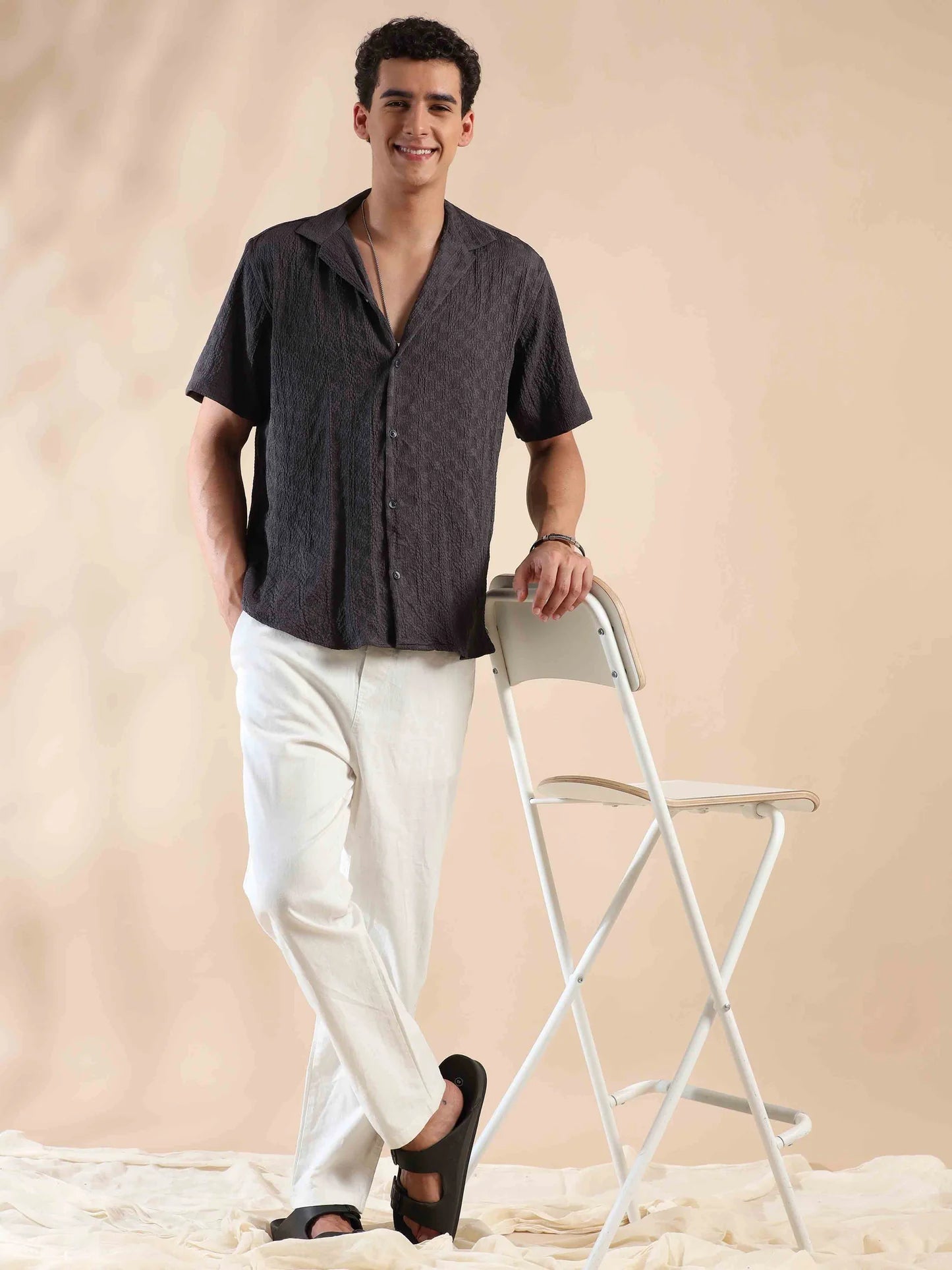 Pebble Beach Paradise Popcorn Shirt Comfortable and Lightweight Ideal for Street Style and Travel