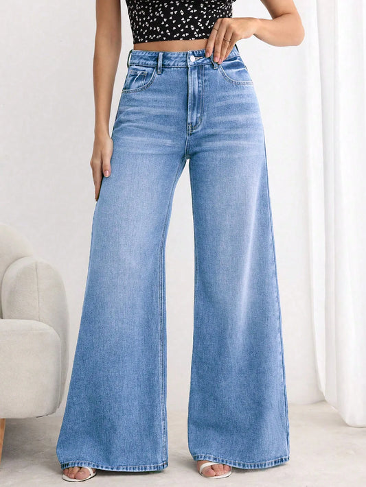 Stylish Women’s Sweet Static Extra Wide Leg Jeans Comfortable and Modern for Street Style