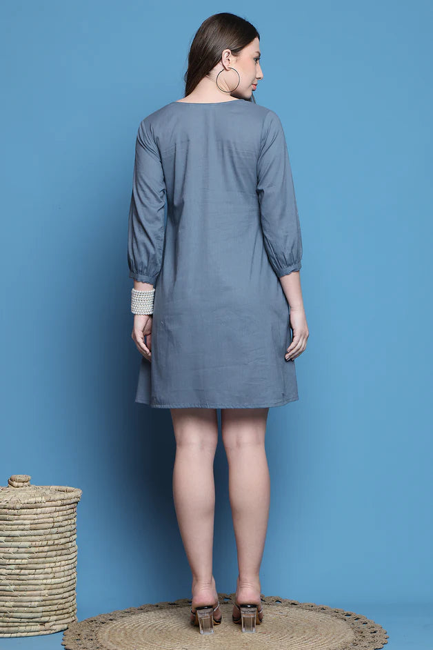Trendy Women’s Grey Cotton Solid Dress for Everyday Wear