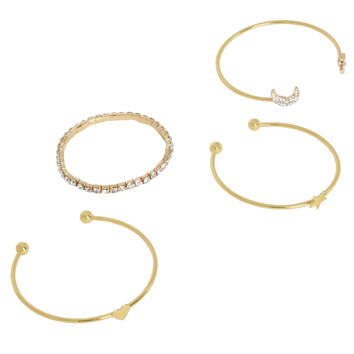 Set of 4 Gold Bracelets Magic Trick Design Stylish and Fun Jewelry for Women