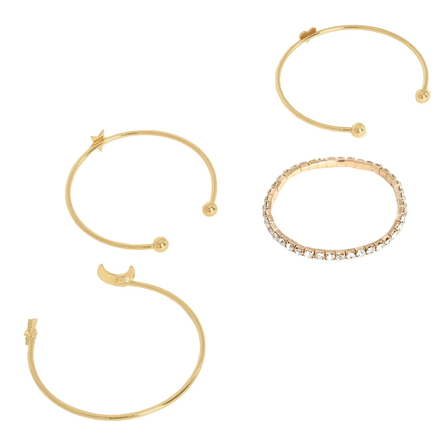Set of 4 Gold Bracelets Magic Trick Design Stylish and Fun Jewelry for Women