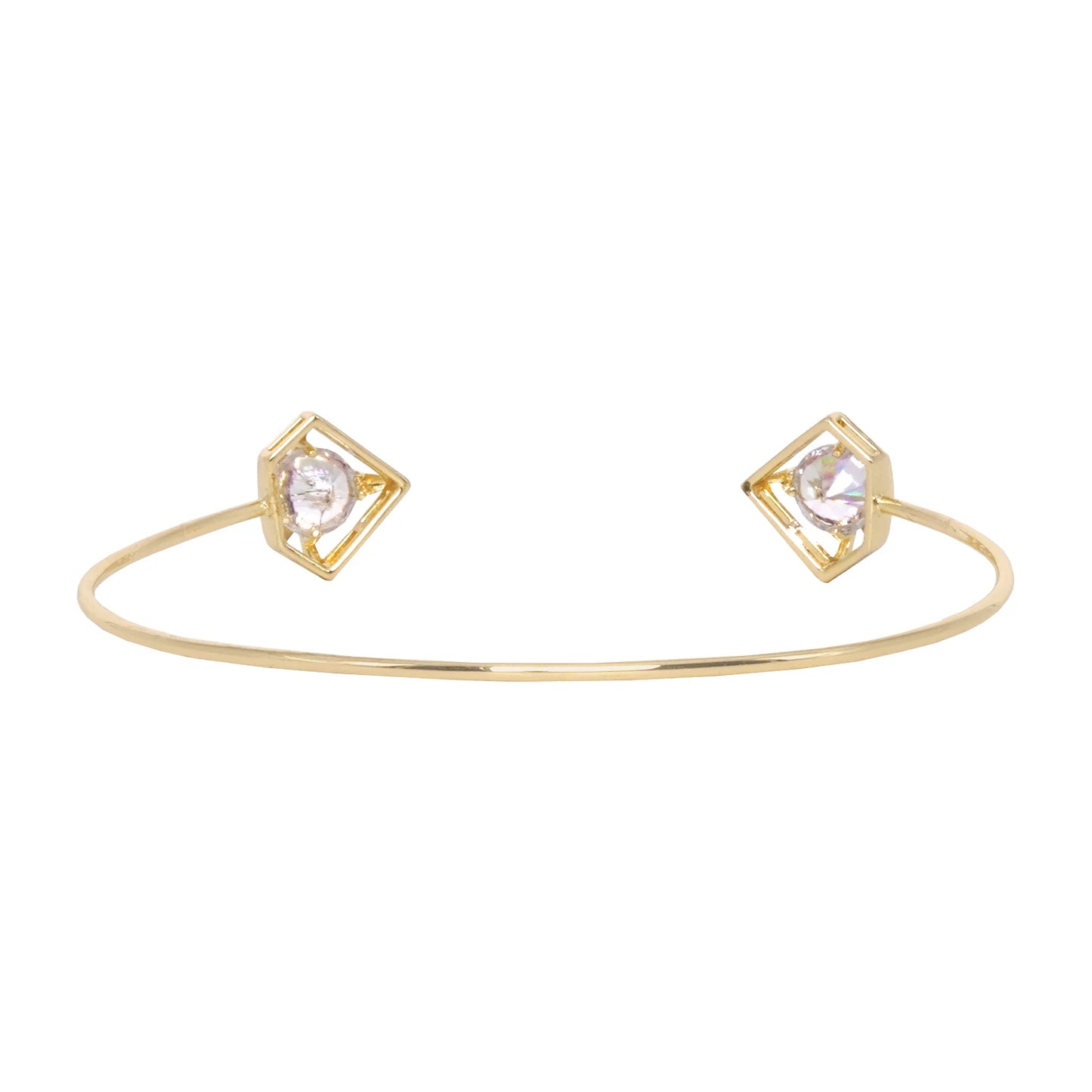 Fashionable Gold Open Cuff Bracelet for Women Unique Gem-Shaped Design