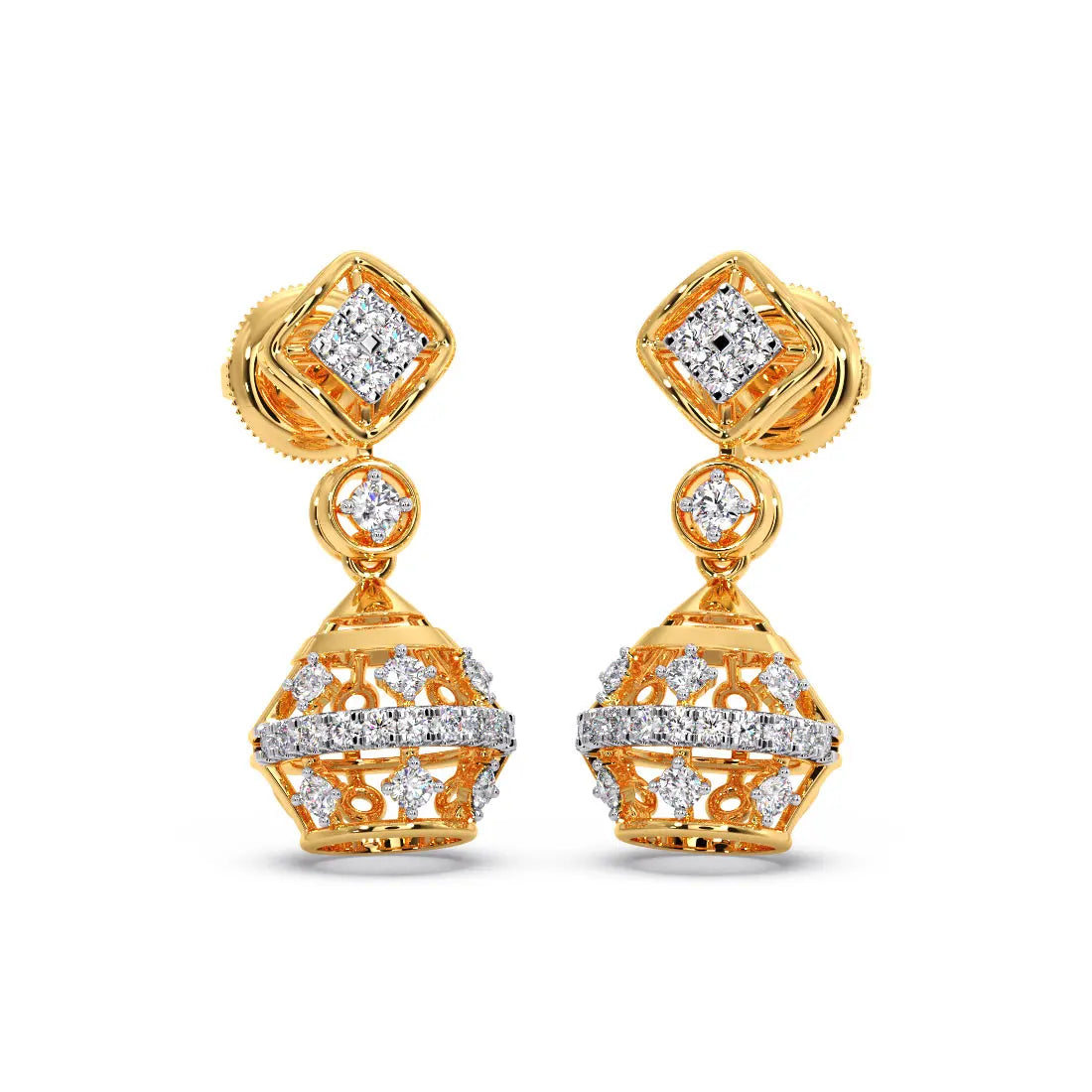 Stylish Jhumka Earrings Featuring Sparkling Diamond Accents