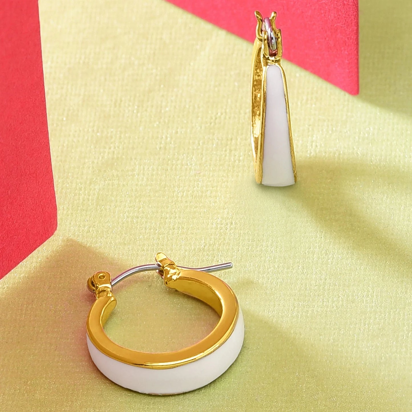 Contemporary Pastel Hoop Earrings with Sleek Enamel Design