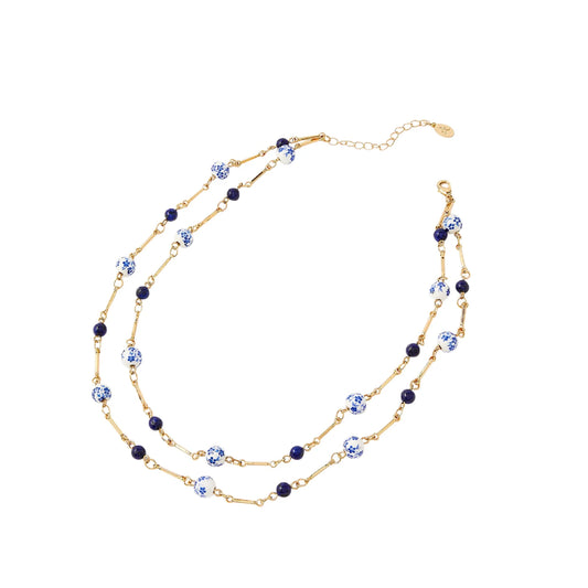 Trendy Multirow Beaded Necklace with Elegant Station Accents