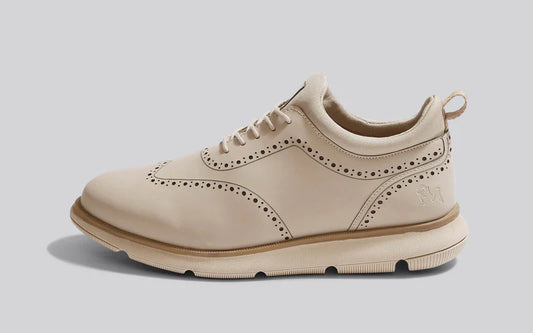 Lightweight Beige Crossover Brogues for Men Everyday Style