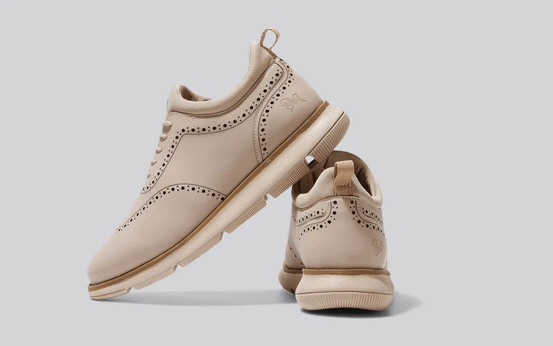 Lightweight Beige Crossover Brogues for Men Everyday Style
