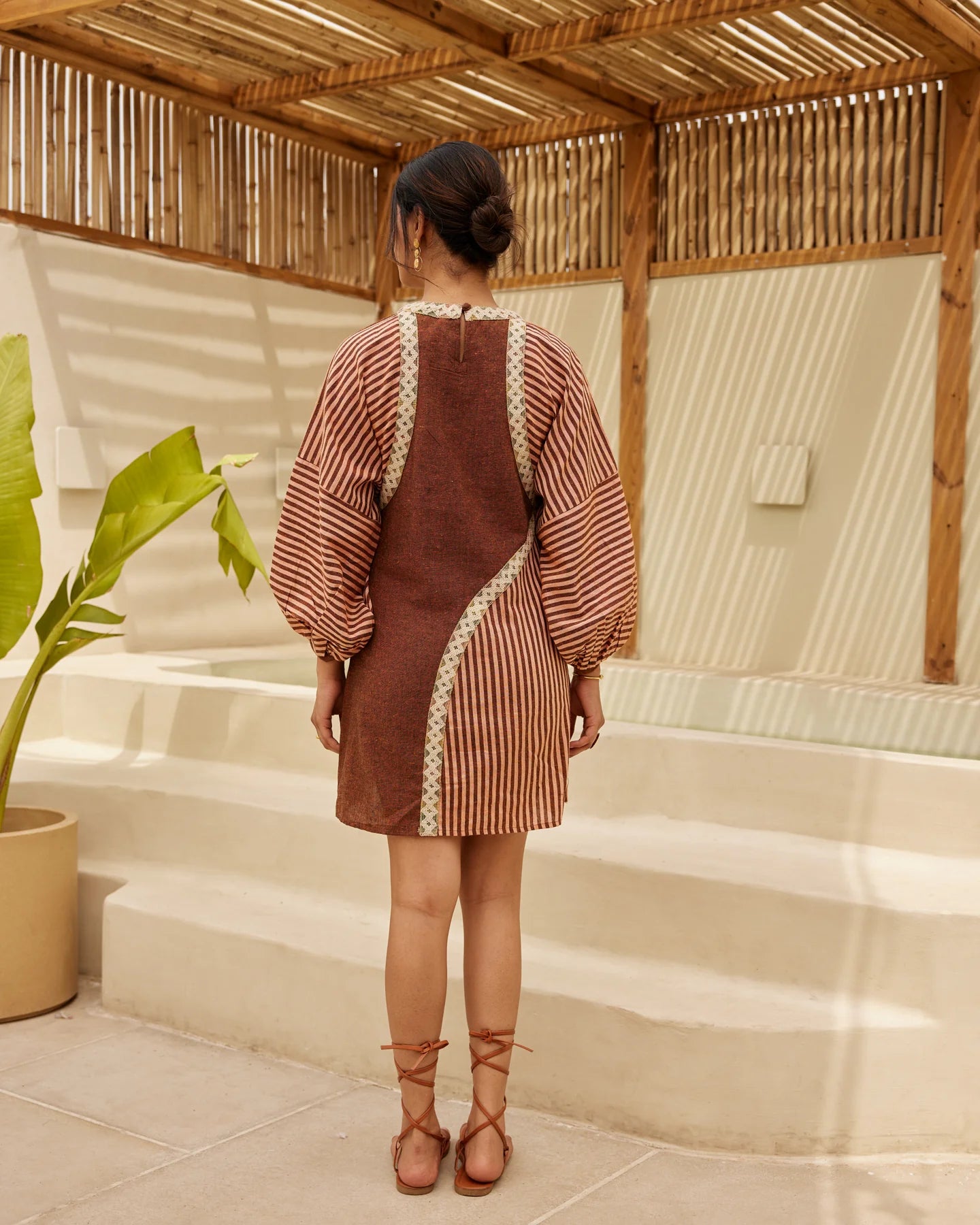 Trendy Women’s Lace & Stripe Western Dress