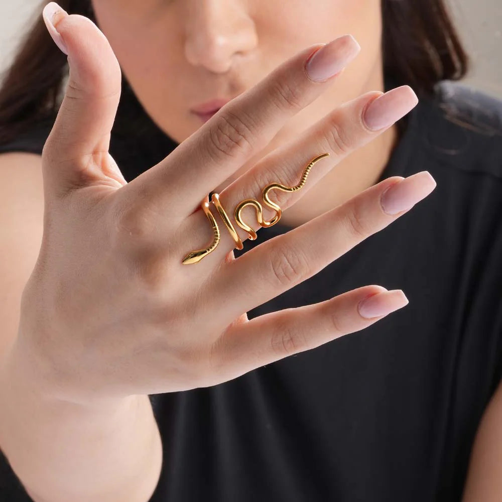 Intricate Golden Serpent Ring for Women Perfect for Evening and Party Looks