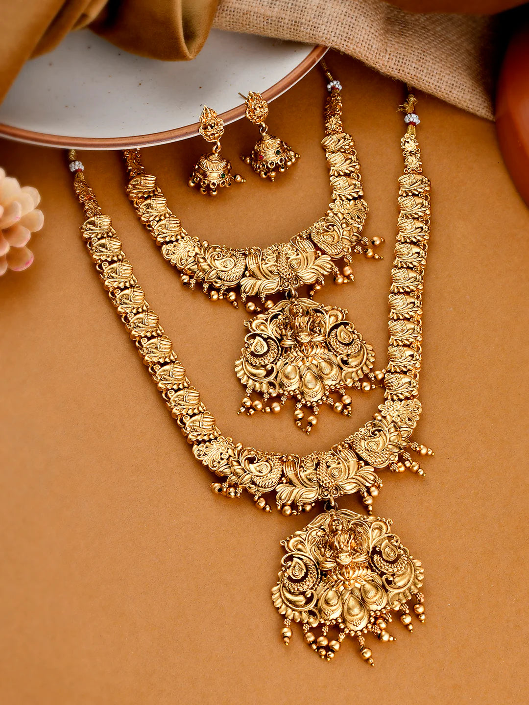 Luxurious Gold Plated Long Jewellery Set with Traditional Appeal