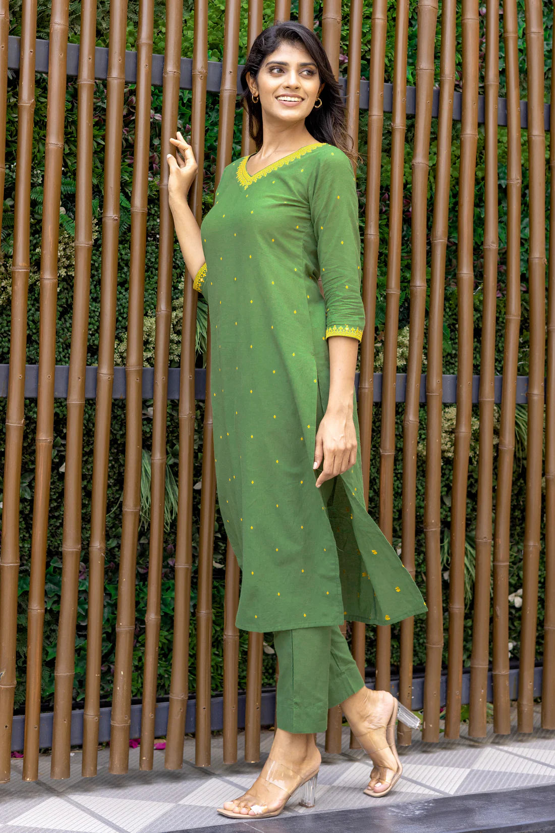 Designer Cotton Dobby Weave Kurta Suit Set with Embroidery and Dupatta