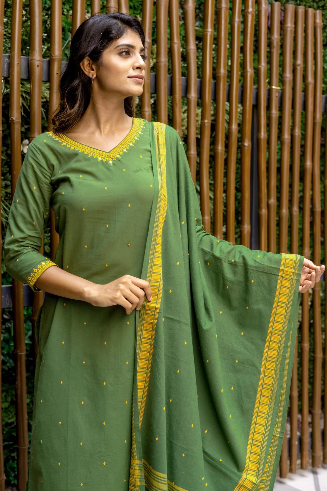 Designer Cotton Dobby Weave Kurta Suit Set with Embroidery and Dupatta
