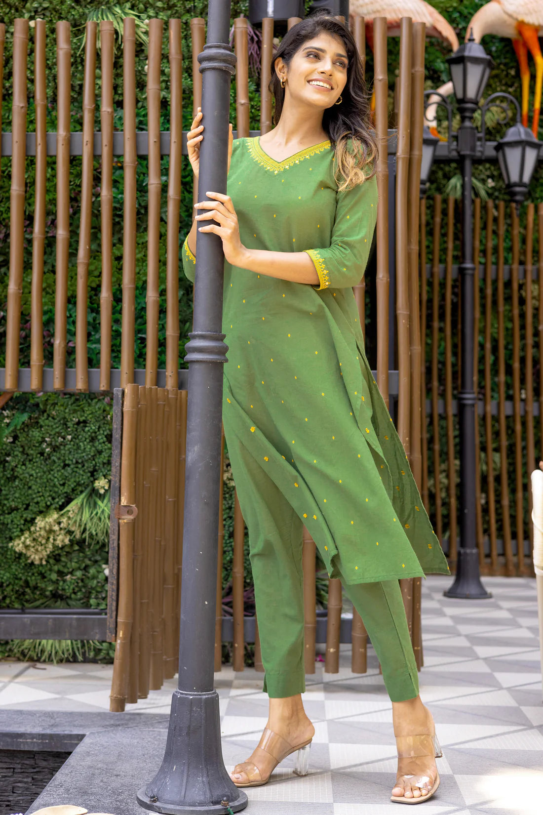 Designer Cotton Dobby Weave Kurta Suit Set with Embroidery and Dupatta