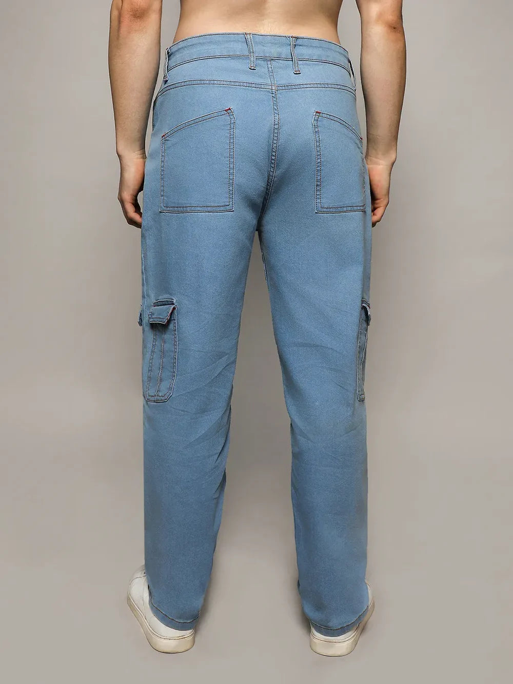 Men’s Straight Fit Cargo Denim Jeans Modern Everyday Style