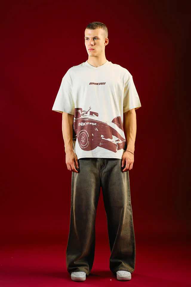 Oversized Slipstream T-Shirt for Men with Relaxed Round Neck and Soft Cotton