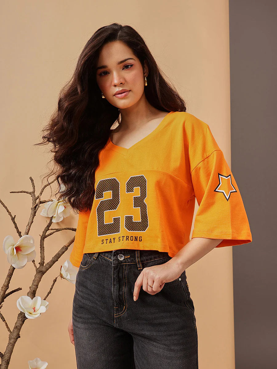 Comfortable Printed V-Neck Oversized T-Shirt for Women