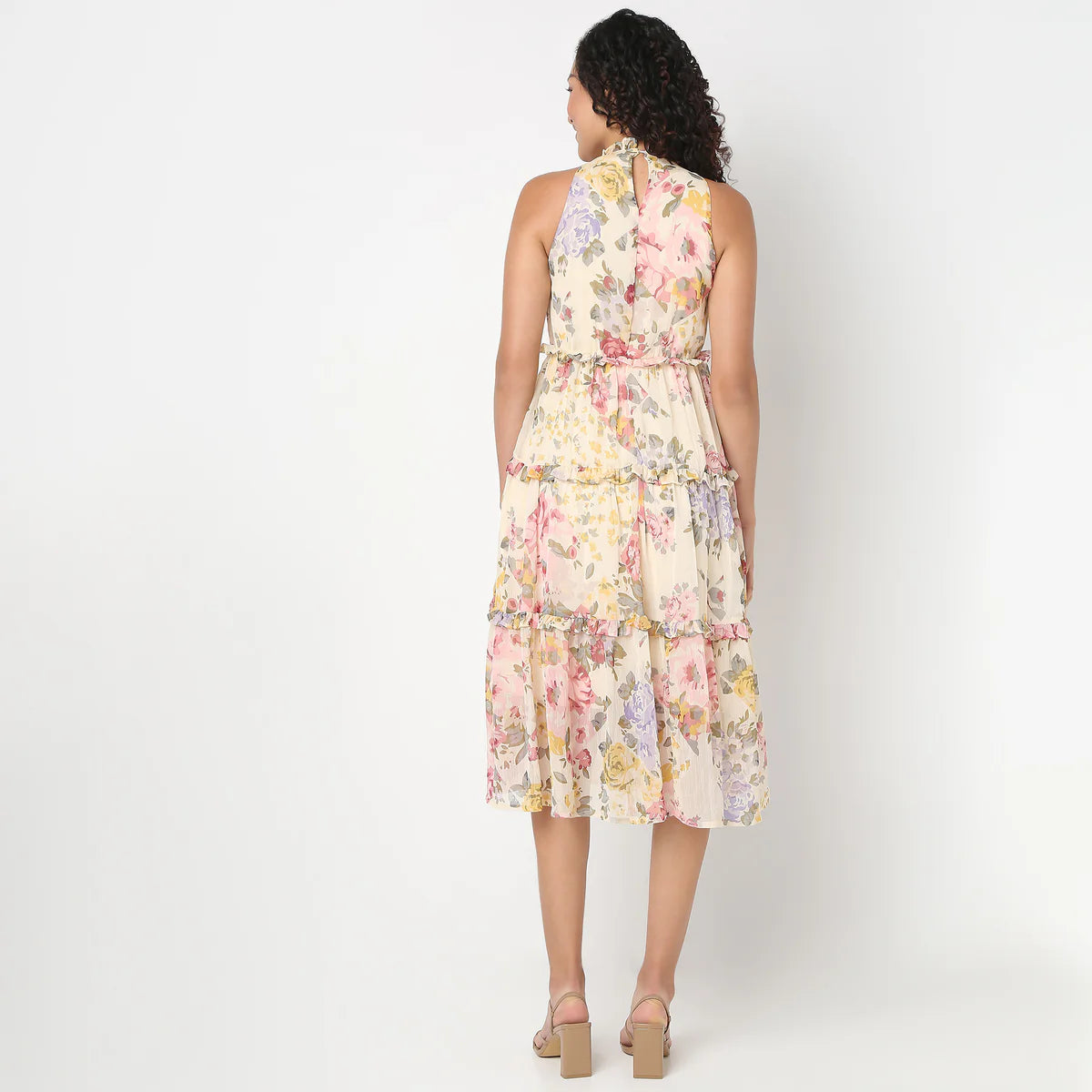 Floral Print Flared Dress for Women with Sleeveless Design and Comfortable Fit