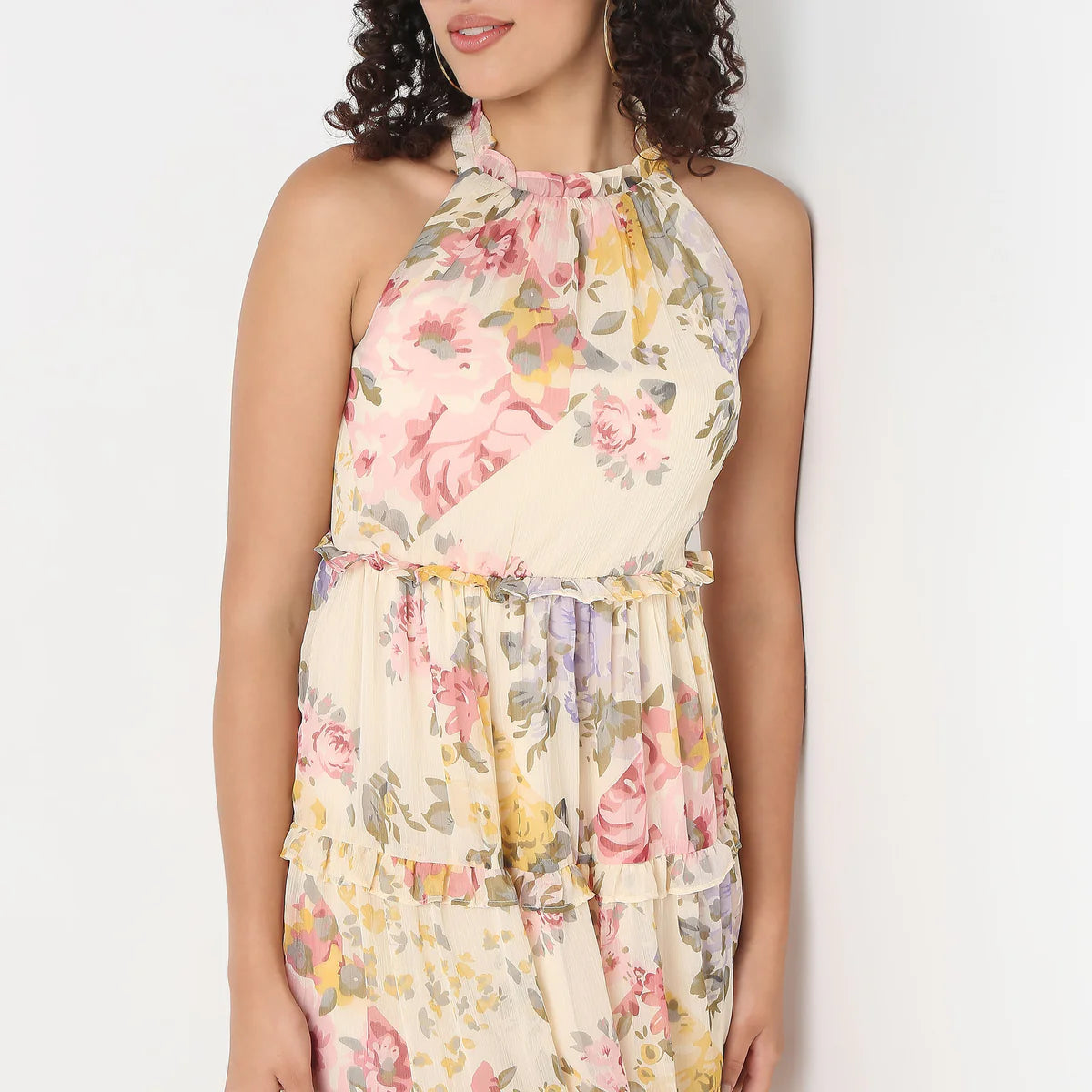 Floral Print Flared Dress for Women with Sleeveless Design and Comfortable Fit