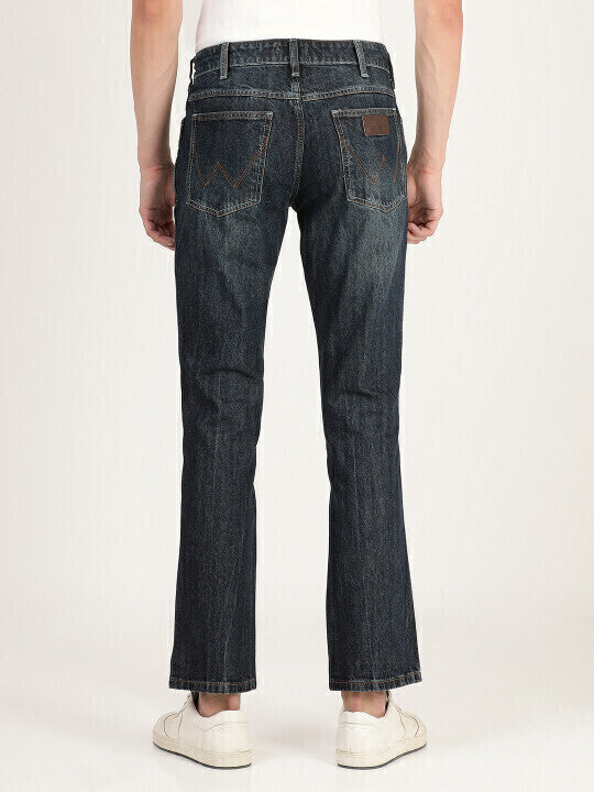 Men’s Casual Blue Mid-Rise Regular Fit Jeans Heavy Fade Effect