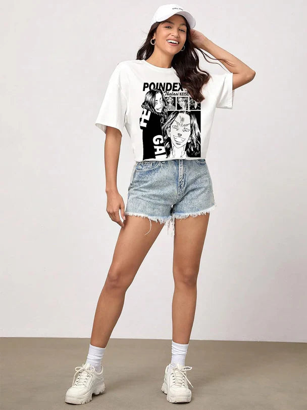 Comfortable White Oversized T-Shirt with Anime Design