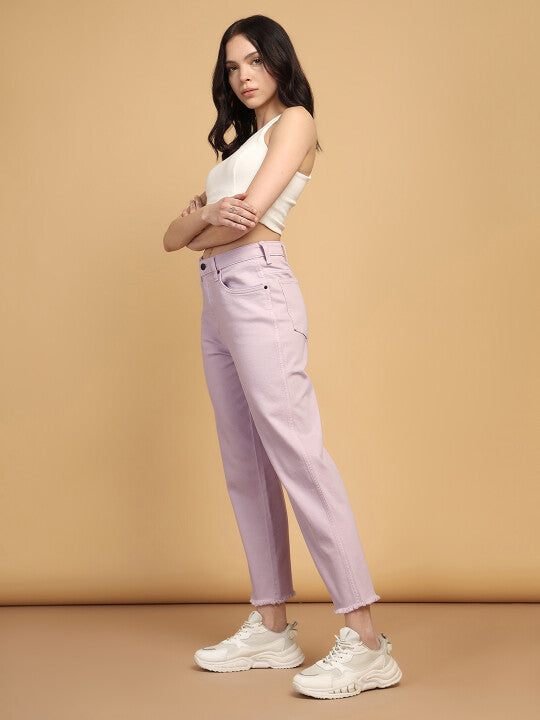 Women’s Fashionable Pink Straight Fit Jeans with Wild West Detailing for Stylish Street Style